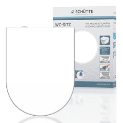 SCHÜTTE WC-Bril 82910 D-SHAPE WHITE - Duroplast - D-vorm - Soft Close - Afklikbaar - RVS-Scharnieren - Belastbaar tot 175 kg - Gelakt - Wit