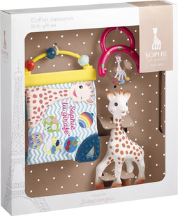 Sophie de giraf Welkomstgeschenkset - 3-Delig - Rammelaar en Ontdekboekje - In wit geschenkdoosje