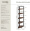 Tectake Hoekkast Castlebar - Staande kast - 5 niveaus - 30 x 30 x 150 cm - Zwart stalen frame (Donkerbruin)