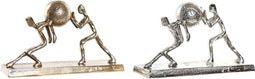 Decoratieve figuren DKD Home Decor Champagne Ziverachtig Aluminium Klot Modern (33 x 10 x 19 cm) (2 Stuks)