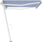 vidaXL - Luifel - handmatig - uittrekbaar - met - LED - 450x350 - cm - blauw - en - wit