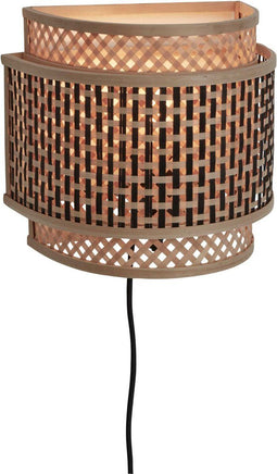GOOD&MOJO Wandlamp Bhutan - Bamboe/Zwart - 24x12x21cm - Binnen