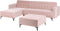 ABERDEEN - Slaapbank met ottomaan - Pastelroze - Rechts - Fluweel