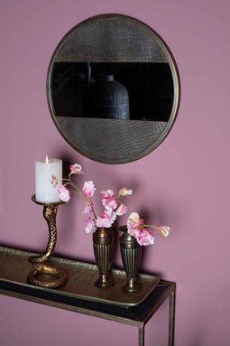 PTMD Laria Gold aluminium spiegel slangenprint rond