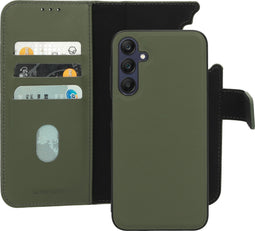 Mobiparts Galaxy A25 - 2 in 1 Wallet Case - Echt leer met uitneembare backcover - Groen
