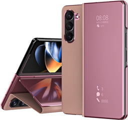Lunso Geschikt voor Samsung Galaxy Z Fold6 - Window view cover hoes - Rose Goud
