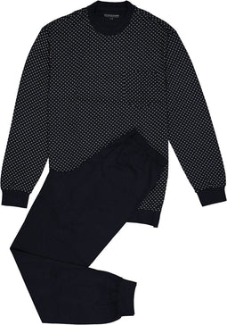 Schiesser Heren Pyjama - Lange broek - 100% Katoen - Donkerblauw