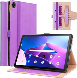 Lunso - Geschikt voor Lenovo Tab M10 Plus Gen 3 (3e generatie) - Luxe Bookcase hoes - Paars