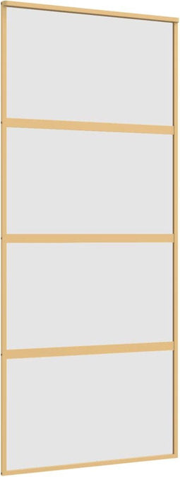 vidaXL - Schuifdeur - 90x205 - cm - mat - ESG-glas - en - aluminium - goudkleurig