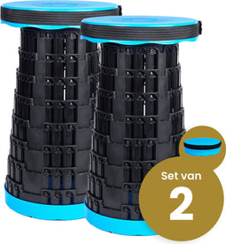 Opvouwbare kruk extra strong blauw per 2 - telescopische kruk - 250 kg - inklapbare kruk - draagbaar - kampeerstoel - opstapkrukje