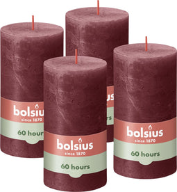 Bolsius - Rustieke Kaars - 4 Stuks - Rood - 13cm