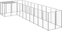 vidaXL - Hondenkennel - 7,26 - m² - staal - zilverkleurig