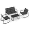 Coast 4-Delige Schommel Patioset - 2 Schommelstoelen (72x61x80 cm) en Loveseat (72x114x80 cm) - Glazen Salontafel - Zwart (2 stuks)