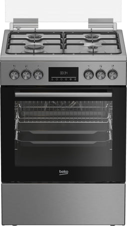 Beko FBM62320XDSL - Gasfornuis - 4 gasbranders 72 liter - Zwart met RVS-accenten