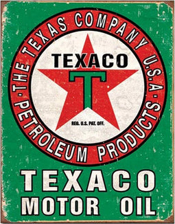 Metalen Retro Wandbord Texaco Oil USA Weathered – 41 x 32 cm – Eenvoudig Te Bevestigen