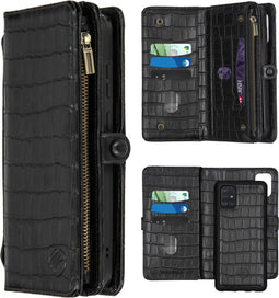 iMoshion Hoesje Geschikt voor Samsung Galaxy A51 Hoesje Met Pasjeshouder - iMoshion 2-in-1 Wallet Bookcase design - Zwart / Crocodile