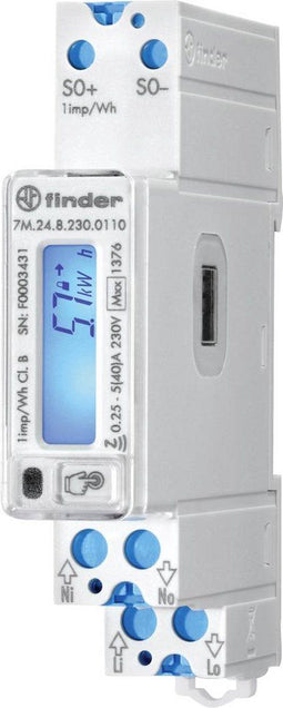 Finder 7M.24.8.230.0110 Bidirectionele kWH-meter (DIN-rail) Digitaal 40 A 1 stuk(s)