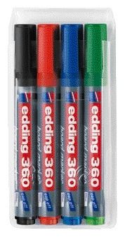 Edding whiteboard marker 360, geassorteerde kleuren, blister van 4 stuks