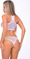 Pink Lipstick Lingerie Top en string set -S/M- FESTIVAL FLIRT 2PC Wit