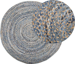 LEVENTLER - Laagpolig vloerkleed - Blauw - 140 cm - Katoen