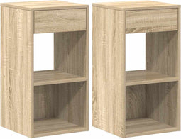 vidaXL - Nachtkastjes - 2 - st - met - lade - 35x34x66,5 - cm - sonoma - eikenkleurig