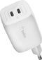 Belkin BoostCharge Pro 65W - 2-poorts USB-C-wandlader - Snelladen met GaN en PPS - Wit