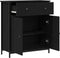 vidaXL - Sideboard - Zwart - Eiken - 70x30x80 - cm - Engineered - Hout - en - Staal