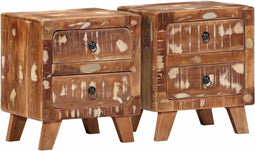 vidaXL - Nachtkastje - 2 - st - 40x32x46 - cm - massief - gerecycled - hout