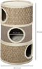 PawHut D30-326 - Kattenkrabpaal - 3 niveaus sisal en zeewier - Kaki en bruin
