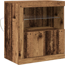 vidaXL - Dressoir - met - LED - Verlichting - Oud - Hout - 60,5x37x67 - cm