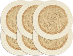 vidaXL - Placemats - 6 - st - rond - 38 - cm - jute - en - katoen - natuurlijk