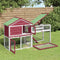vidaXL - Konijnenhok - 185,5x60,5x109,5 - cm - massief - grenenhout - rood