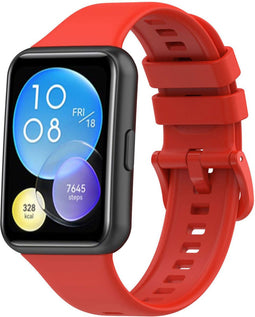 iMoshion Bandje Geschikt voor Huawei Watch Fit 2 - iMoshion Siliconen band gekleurde gesp - Rood