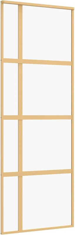 vidaXL - Schuifdeur - 76x205 - cm - helder - ESG-glas - en - aluminium - goudkleurig
