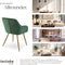 tectake® Eetkamerstoel Marilyn - Fluwelen Stoel - Ergonomisch Design met Armleuningen - Groen