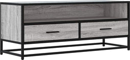 vidaXL - Tv-meubel - 100x34,5x40 - cm - bewerkt - hout - metaal - grijs - sonoma - eiken