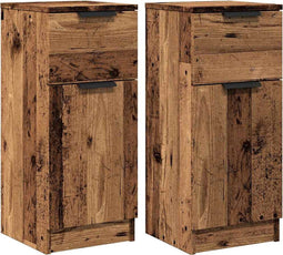 vidaXL - Dressoirs - 2 - st - 30x30x70 - cm - bewerkt - hout - oud - houtkleurig