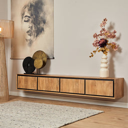 Zwevend tv-meubel RichWood 200 cm - naturel