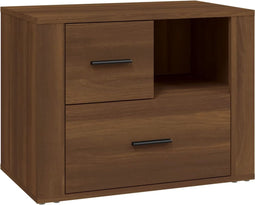 vidaXL - Nachtkastje - 60x36x45 - cm - bewerkt - hout - bruin - eikenkleur
