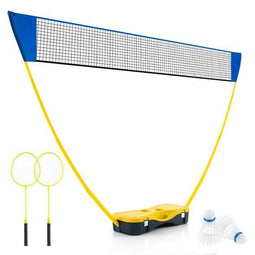 Coast Draagbare Badmintonset - Inclusief Net 270 x 160 cm - 2 Rackets 2 Shuttles Opbergdoos Geel