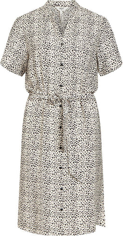 Object - OBJSELINE S/S SHIRT DRESS NOOS - Geweven jurk met tailleband - Sandshell Black Dots