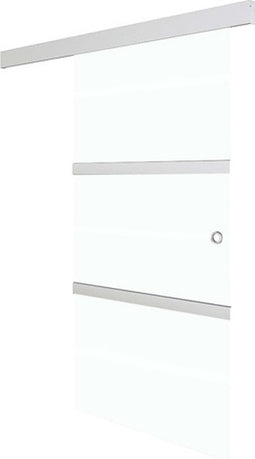 vidaXL - Schuifdeur - 90x205 - cm - ESG-glas - en - aluminium - zilverkleurig