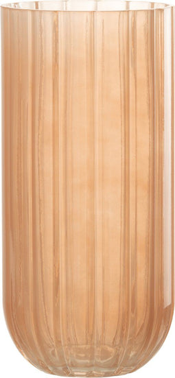 J-Line vaas Yoni Strepen - glas - perzik - large - 25 cm hoog
