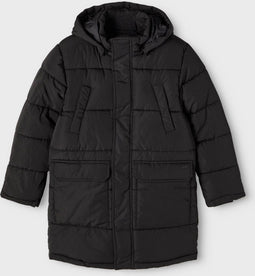 NAME IT NKMMELVIN - Lange puffer jas - Afneembare capuchon - Zwart - Maat 152