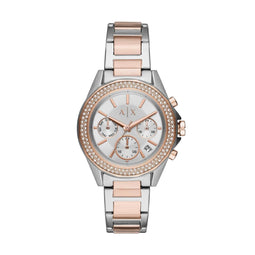 Armani Exchange AX5653 - Dameshorloge - 38 mm - Zilveren wijzerplaat met roségoudkleurige details