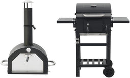 vidaXL Pizzaoven en barbecue 3-in-1 zwart