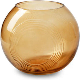 Bolvaas met ringen 'janine' bruin h12,5 d15 cm