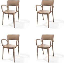 Wing Stapelstoel met armleuning zand beige - SET VAN 4