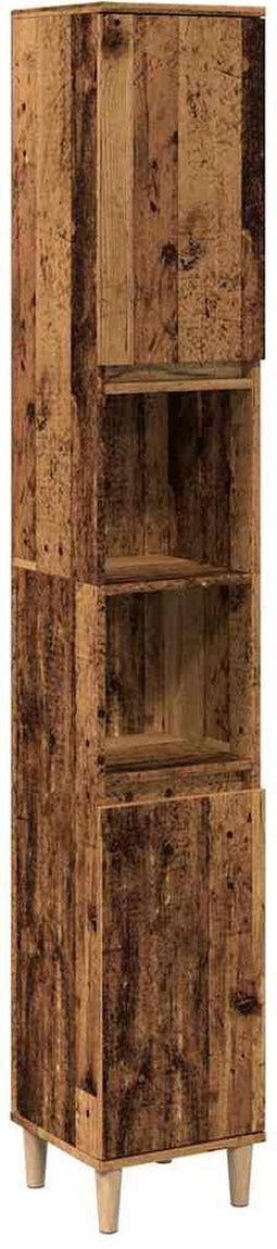 vidaXL - Badkamerkast - 30x30x190 - cm - bewerkt - hout - oud - houtkleurig