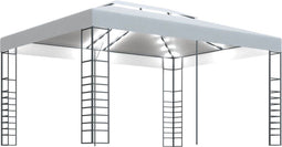 vidaXL - Prieel - met - LED-lichtslinger - 4x3x2,7 - m - wit